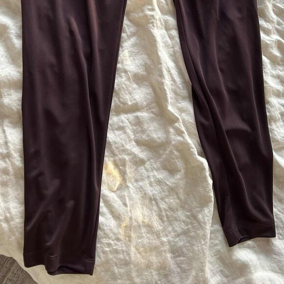 Diana Gallesi Aubergine Satin-Finish Tapered Jogger Pants with Ribbon Tie – US 8 - Picture 2 of 7